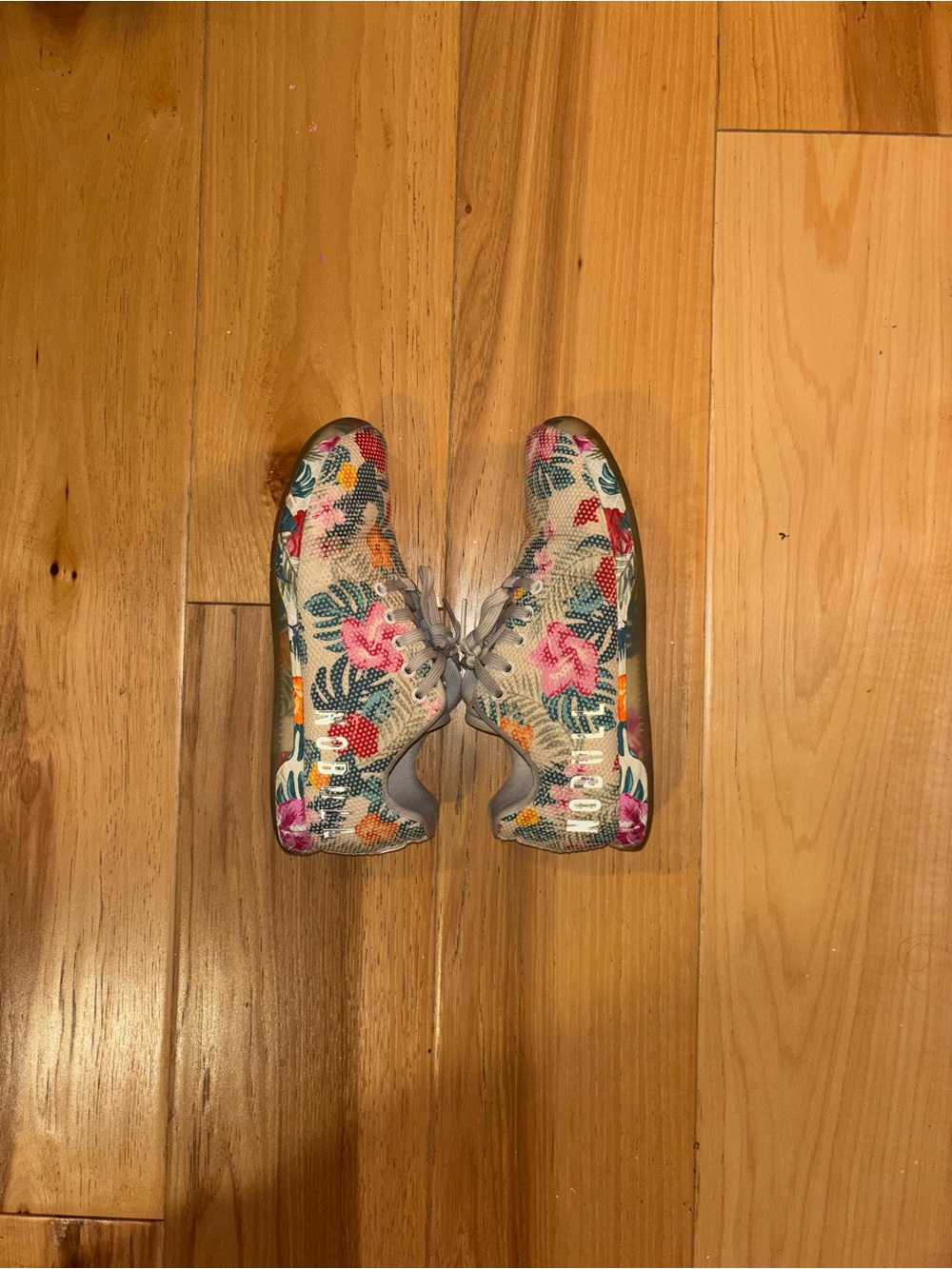 NOBULL White Floral Knit Sneakers with Pink Orange Green Blue Accents - Picture 2 of 2